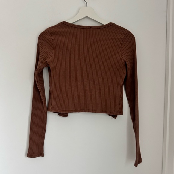 Reformation Brown Ribbed Cardigan Sweater - Picture 3 of 10